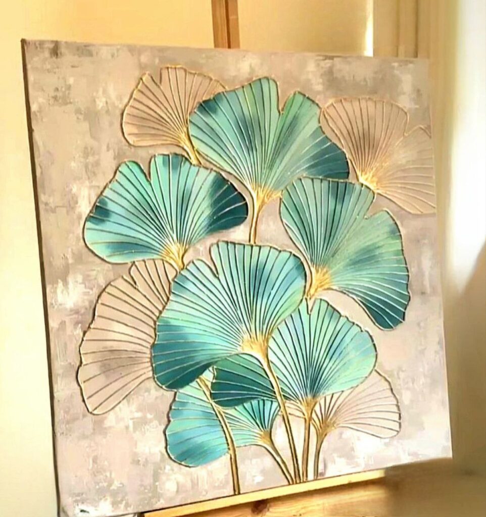 Ilustracja botaniczna złotem interior art