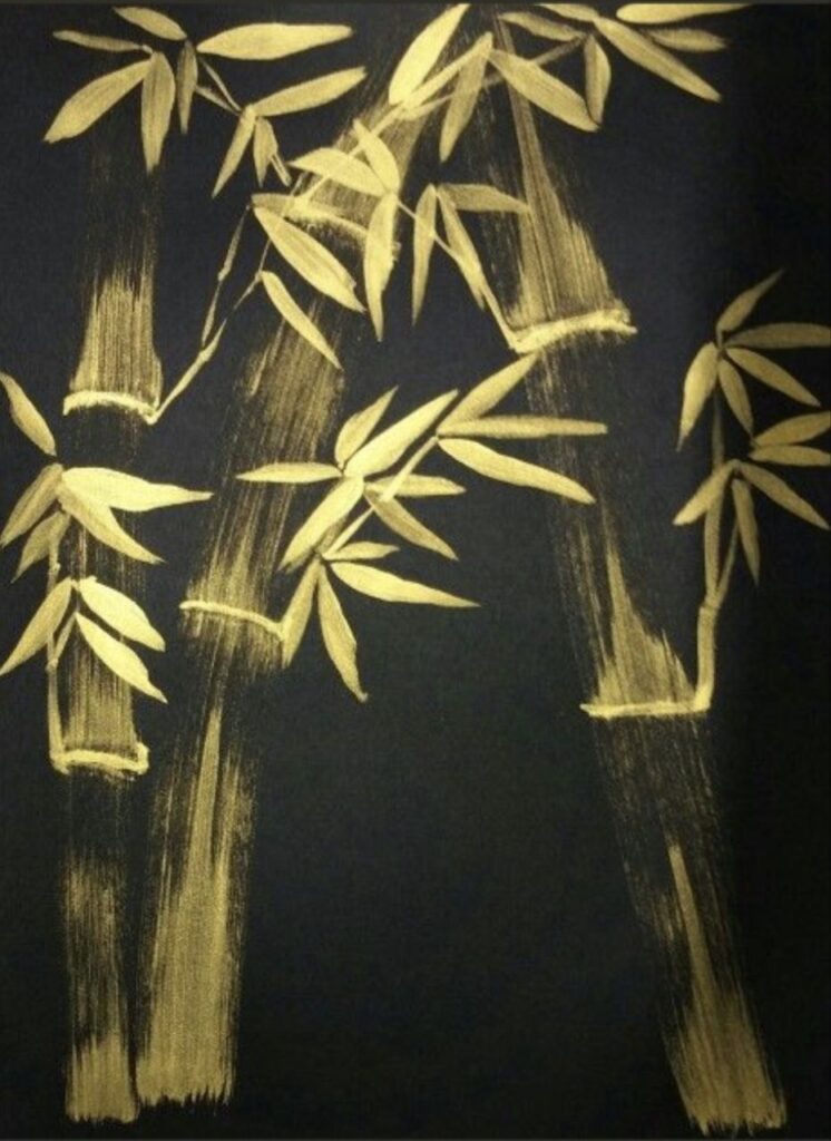 Obraz tuszem i złotem interior art