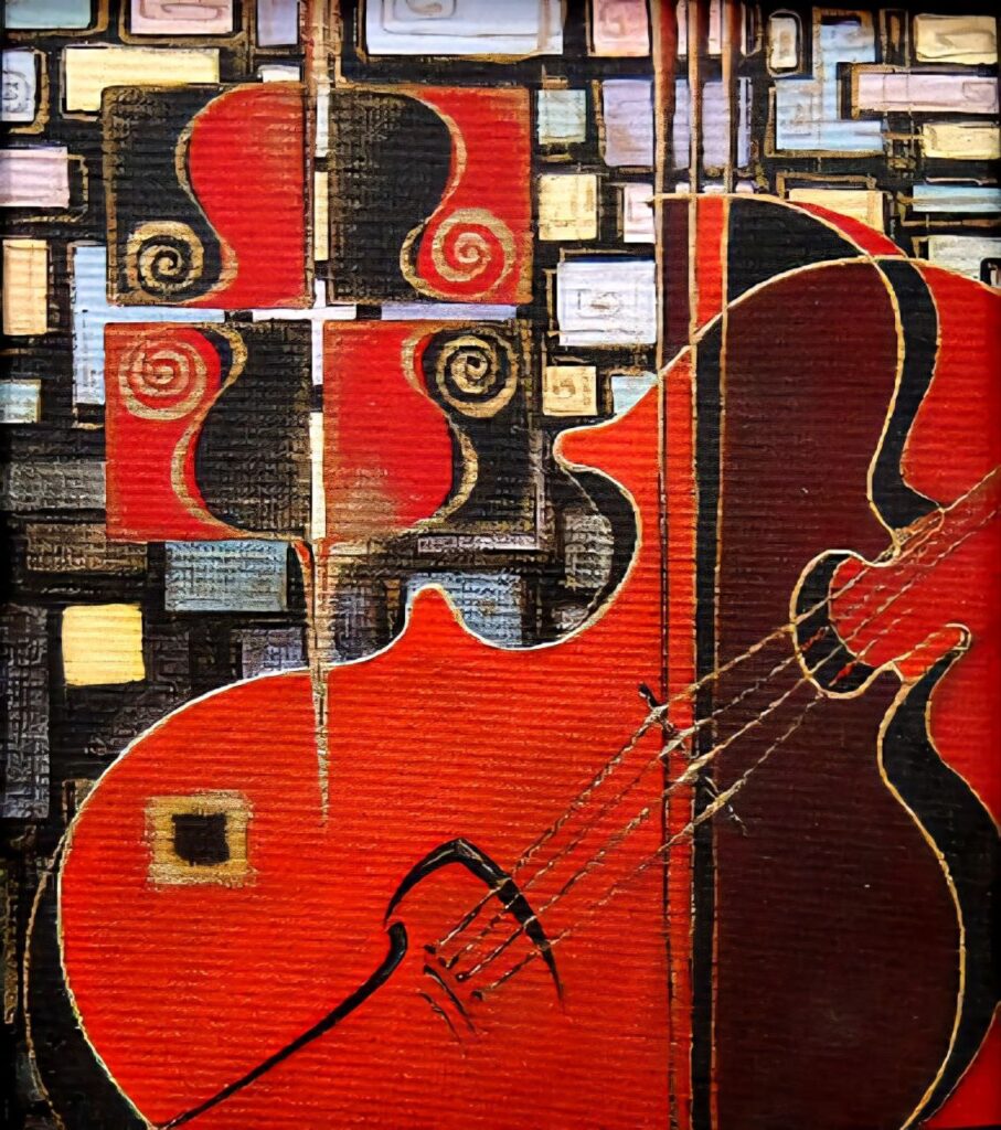 Obraz tuszem i złotem interior art