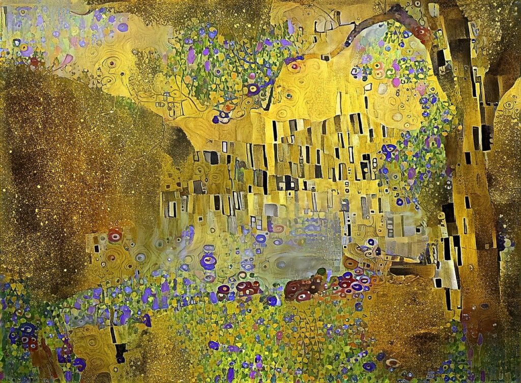 Złoty obraz w stylu Gustav Klimt interior art